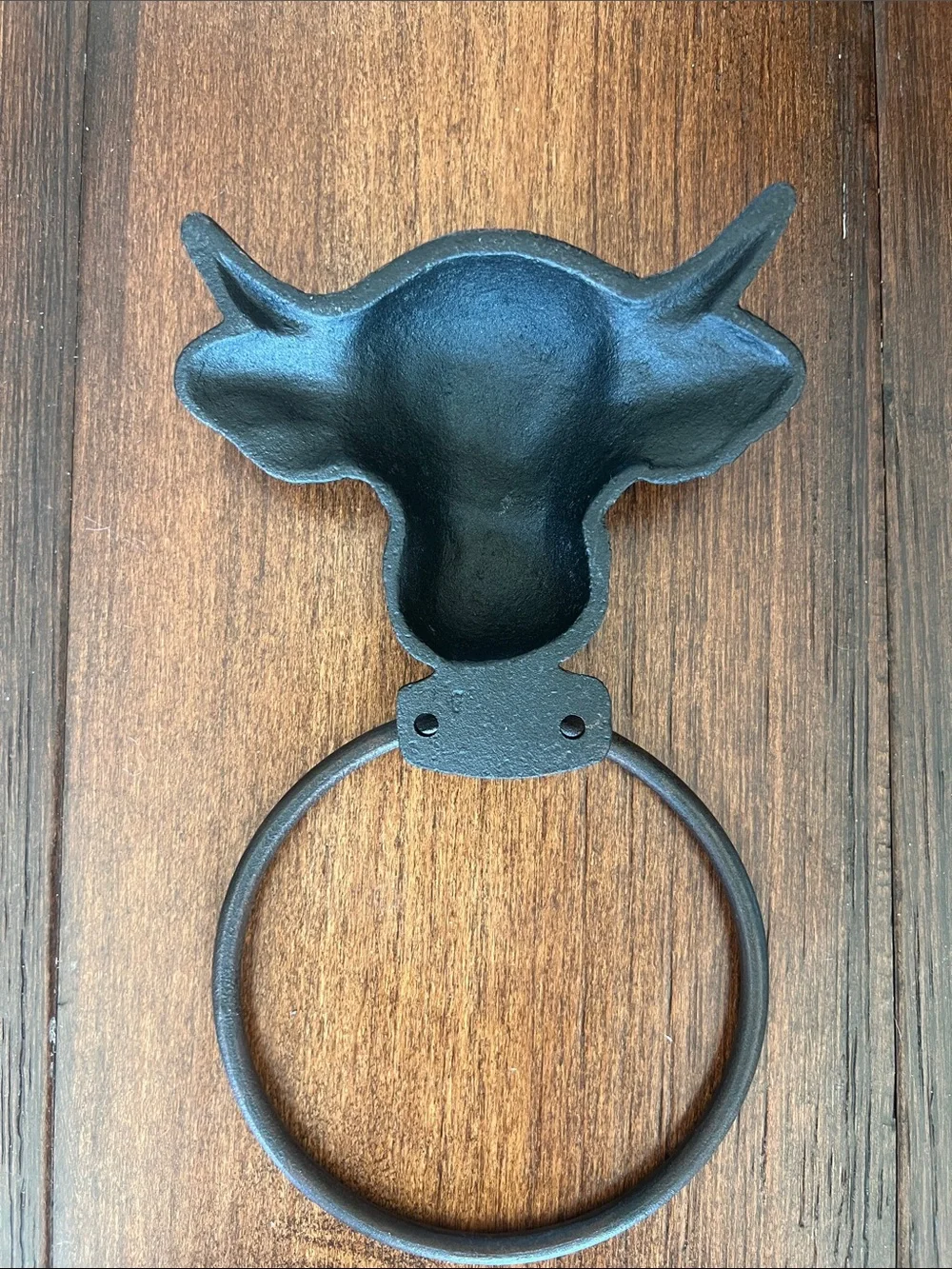 Highland Cow Wall Towel Ring in Dark Brown